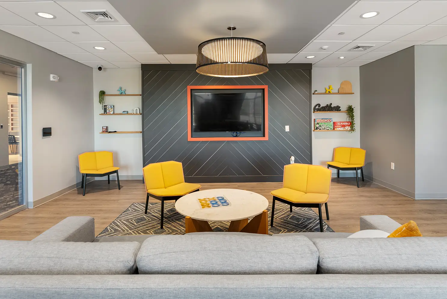 lounge seating and entertainment center